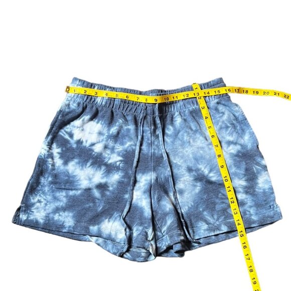 Danskin French Terry Blue/White Tie-Dye Shorts w/Elastic & Drawcord Waist Sz M/M - Picture 3 of 6